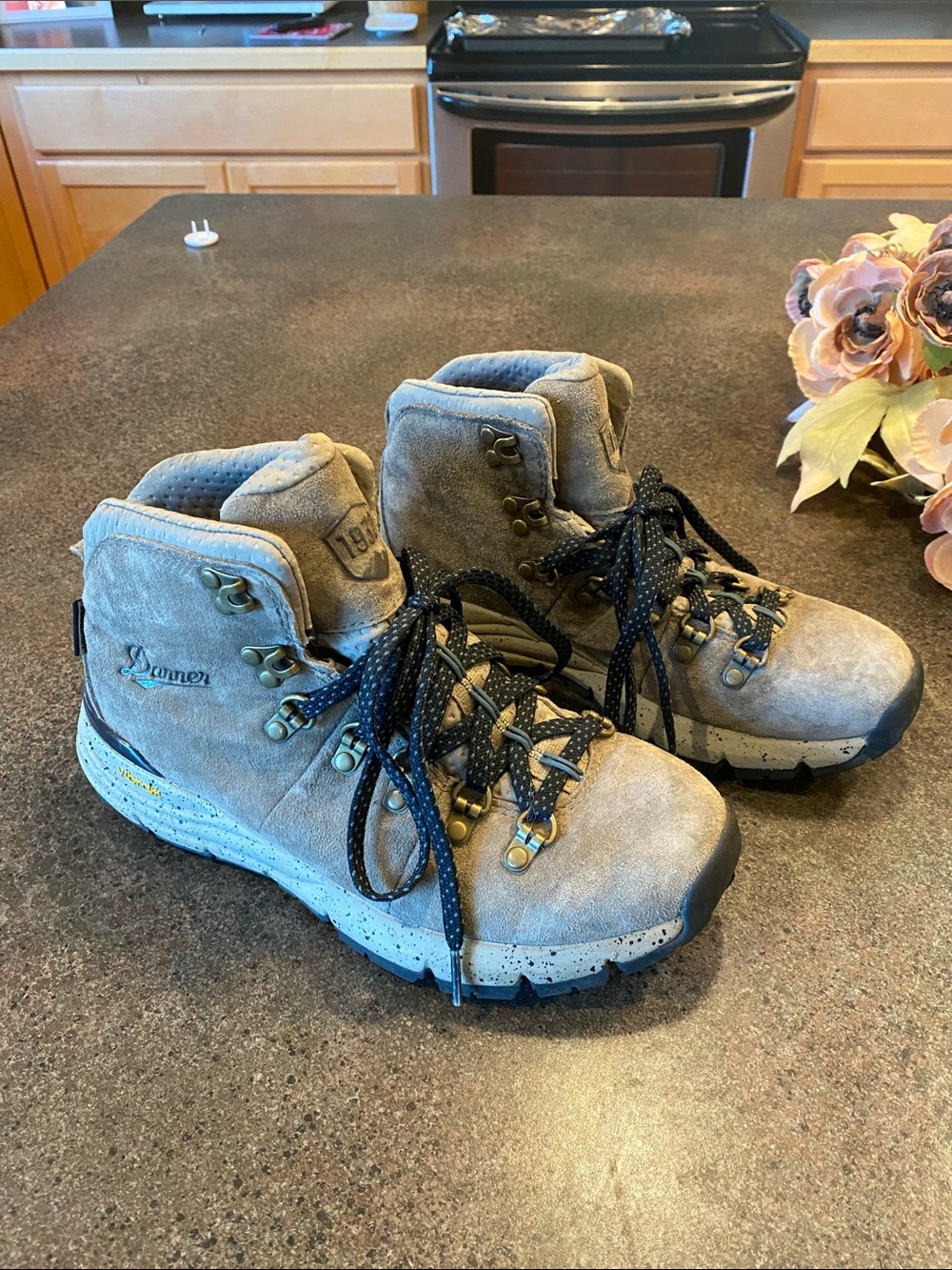 Danner Light Grayish/Brown Suede Hiking Boots